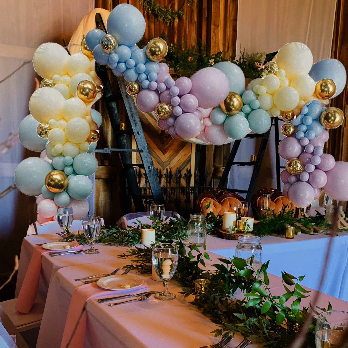5m Latex Balloon Arch Kit - Assorted Pastels, Gold, 341pcs