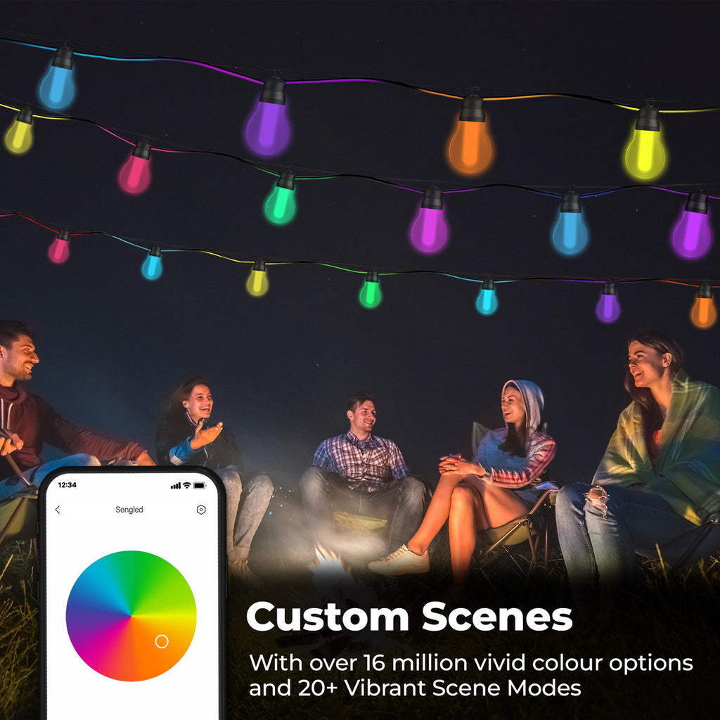 20 Multicolour LED Outdoor Lights - Clear Cover