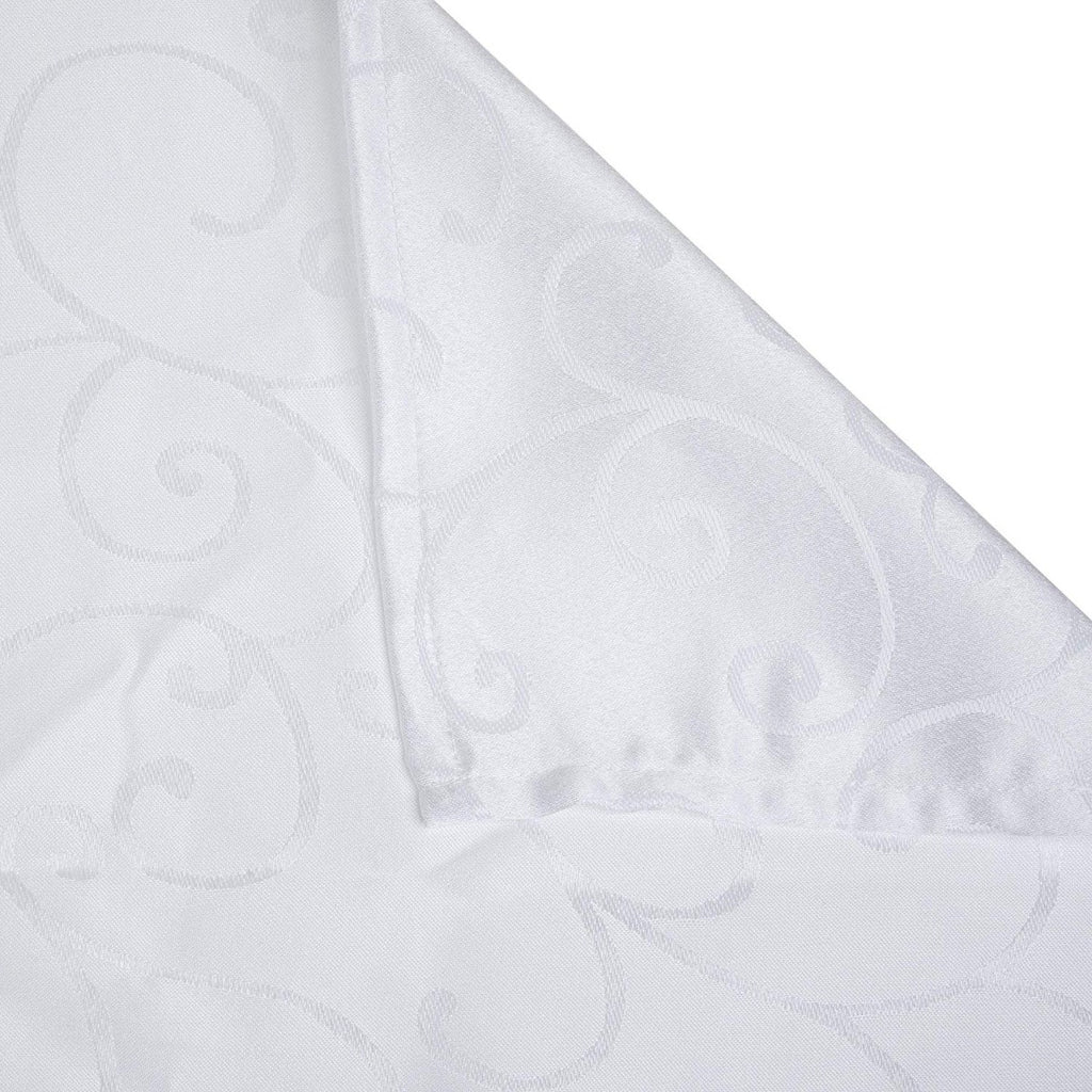 20" White Damask Polyester Table Napkin - White