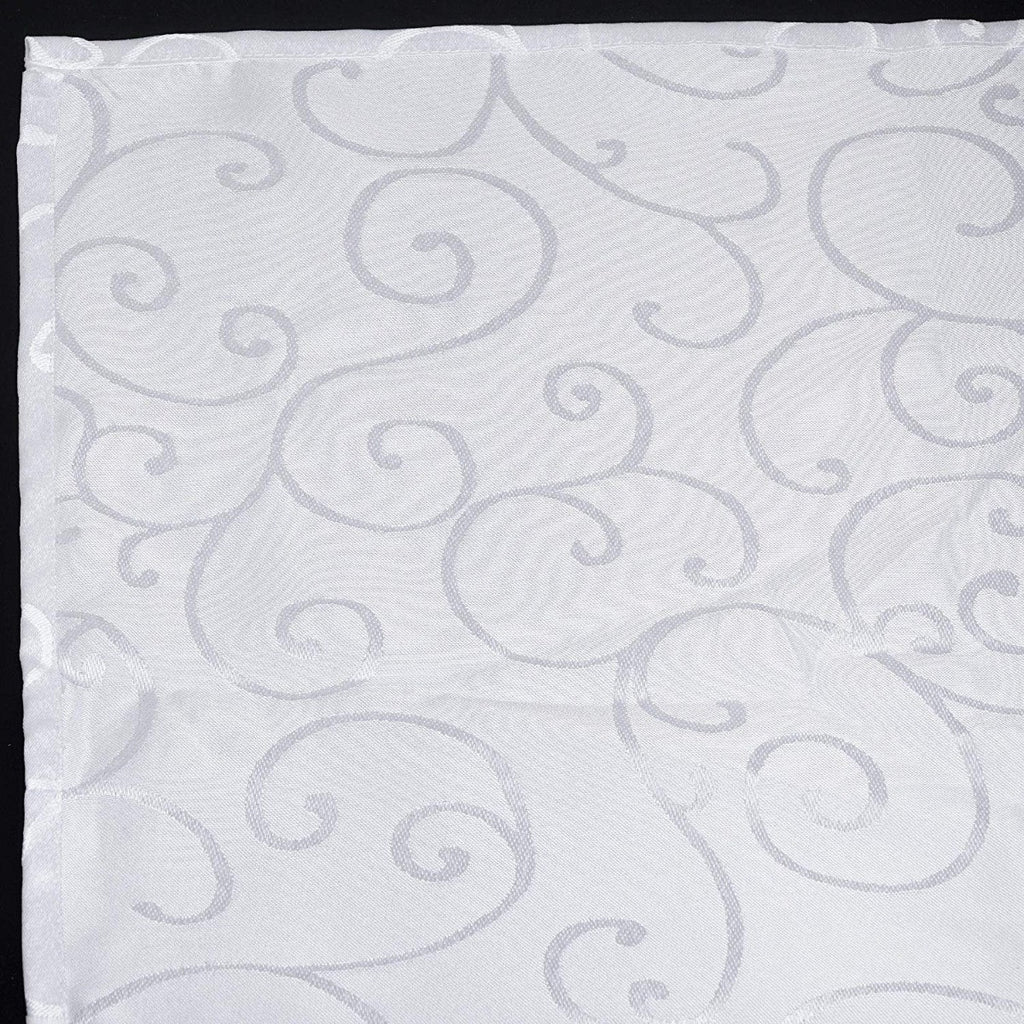 20" White Damask Polyester Table Napkin - White