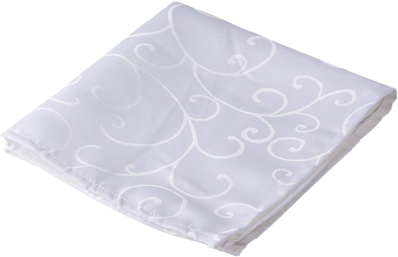 20" White Damask Polyester Table Napkin - White