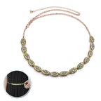 Oval Diamante Belt with Green Rhinestones