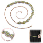 Oval Diamante Belt with Green Rhinestones