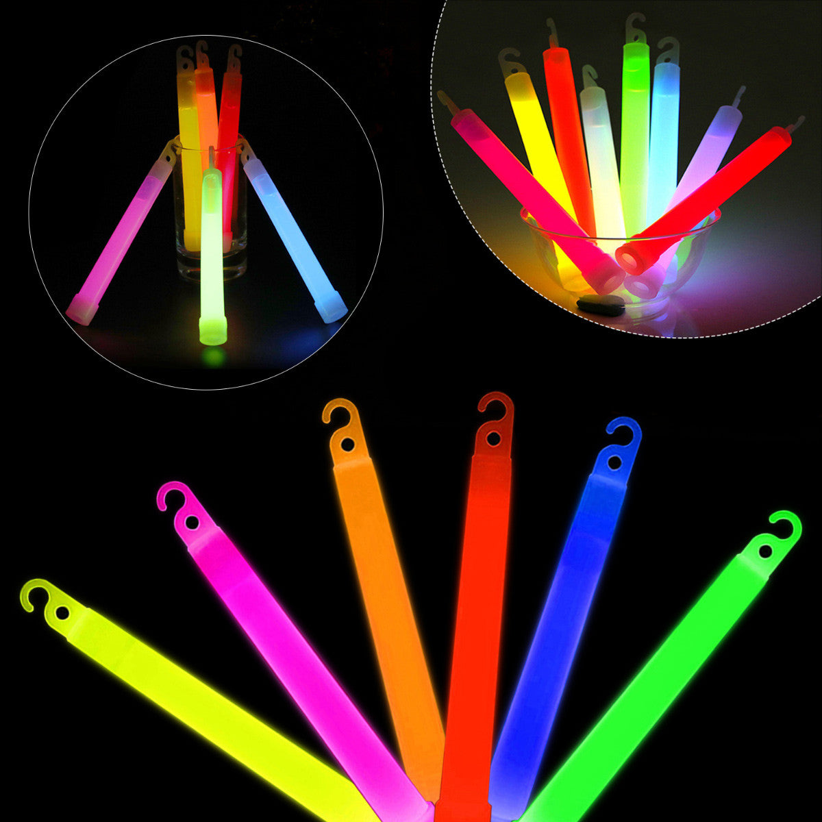 6" Premium Neon Glow Sticks - Mixed Colours