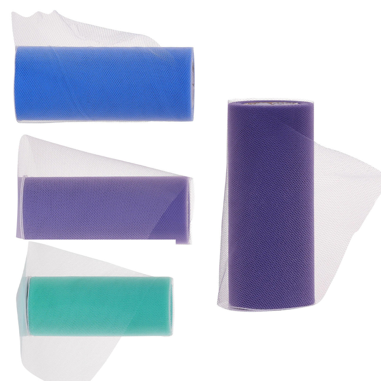 6" Tulle Fabric Roll - Baby Blue & Dark Purple & Light Purple & Mint Green (25Yard)