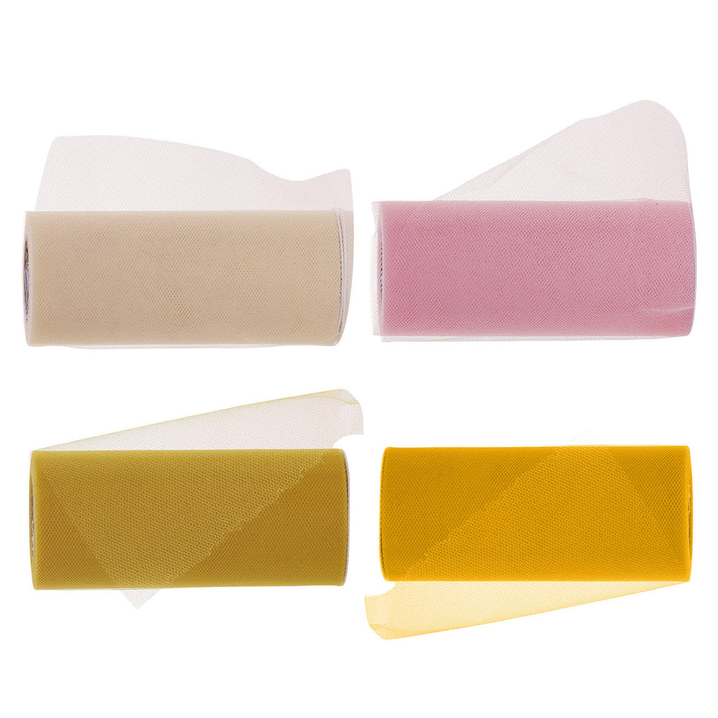 6" Tulle Fabric Roll - Baby Pink & Ivory & Gold &Light Gold  (25Yard)