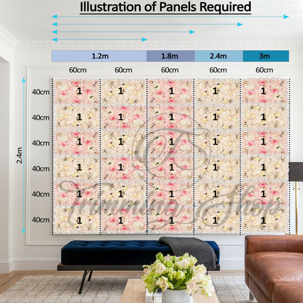 Hydrangea Artificial Flower Wall Panel 60cm x 40cm  - Baby Blue