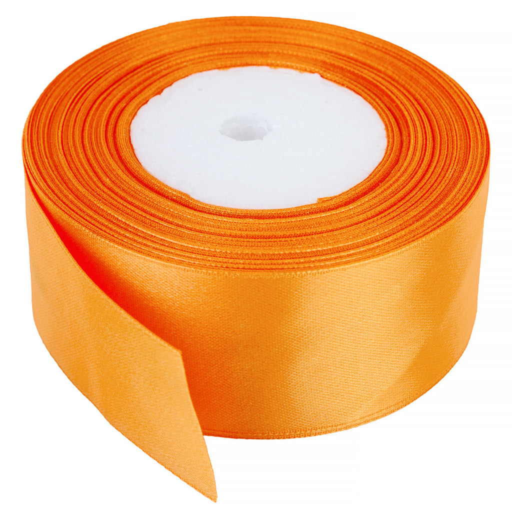 25m Double Sided Satin Ribbon - Fluorescent Orange