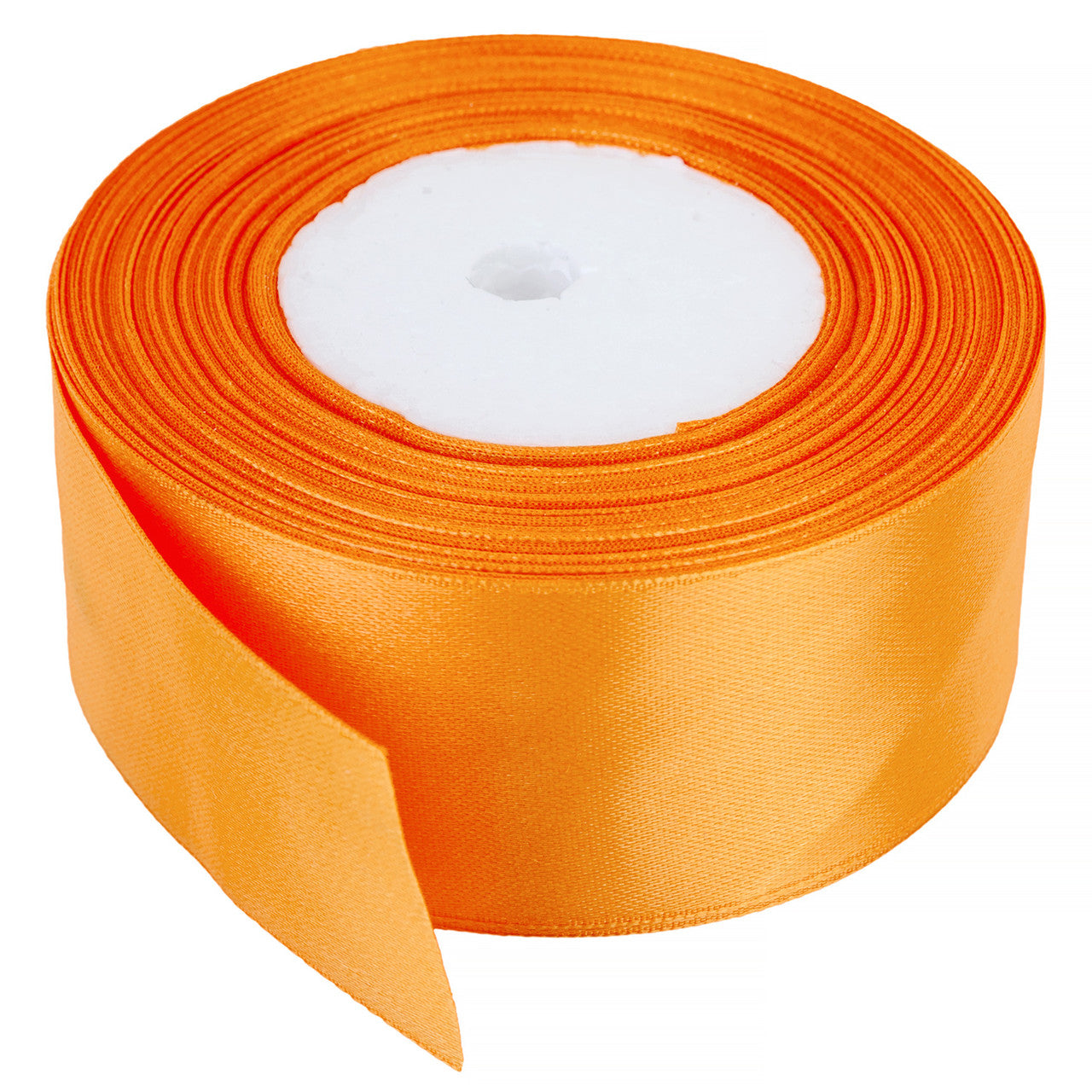 25m Double Sided Satin Ribbon - Fluorescent Orange