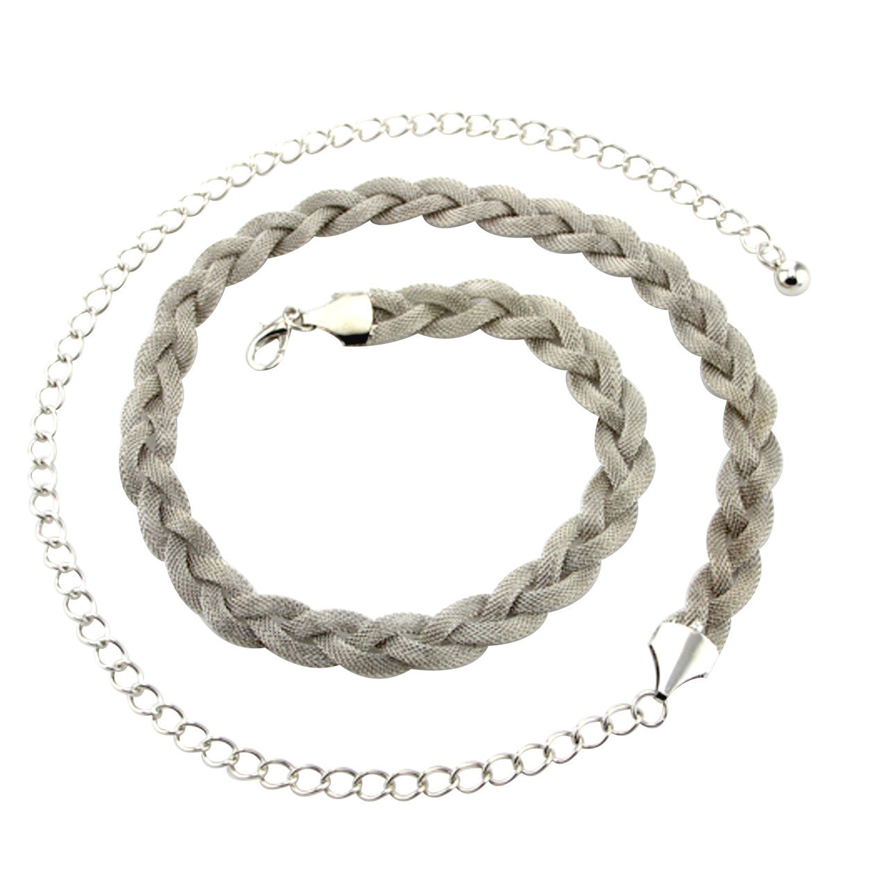 Flat Plaited Metal Belt - Silver