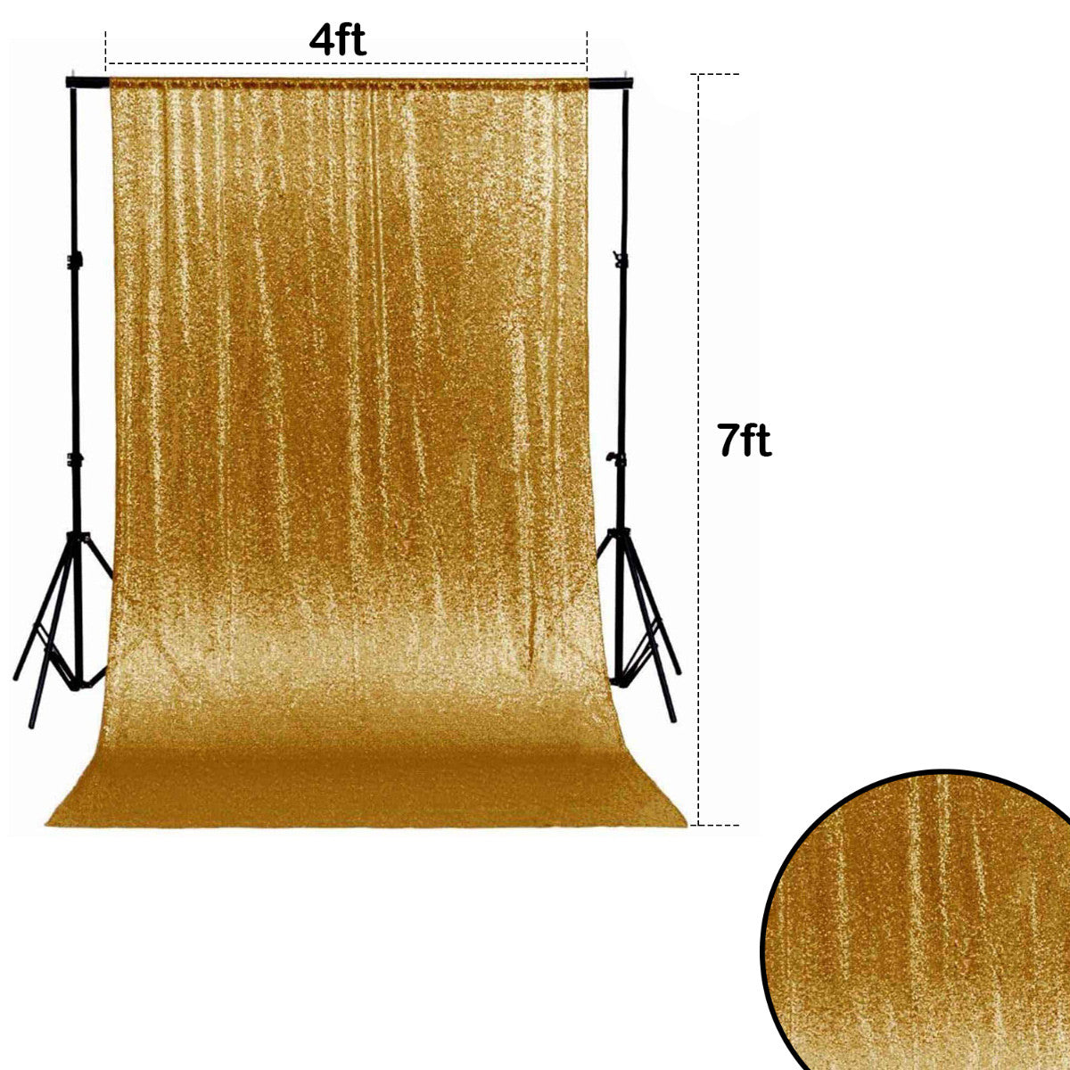 4ft x 7ft Sequin Photography Backdrop - Gold