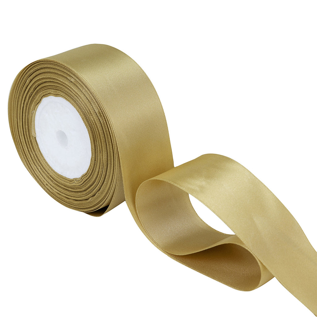 25m Double Sided Satin Ribbon - Gold