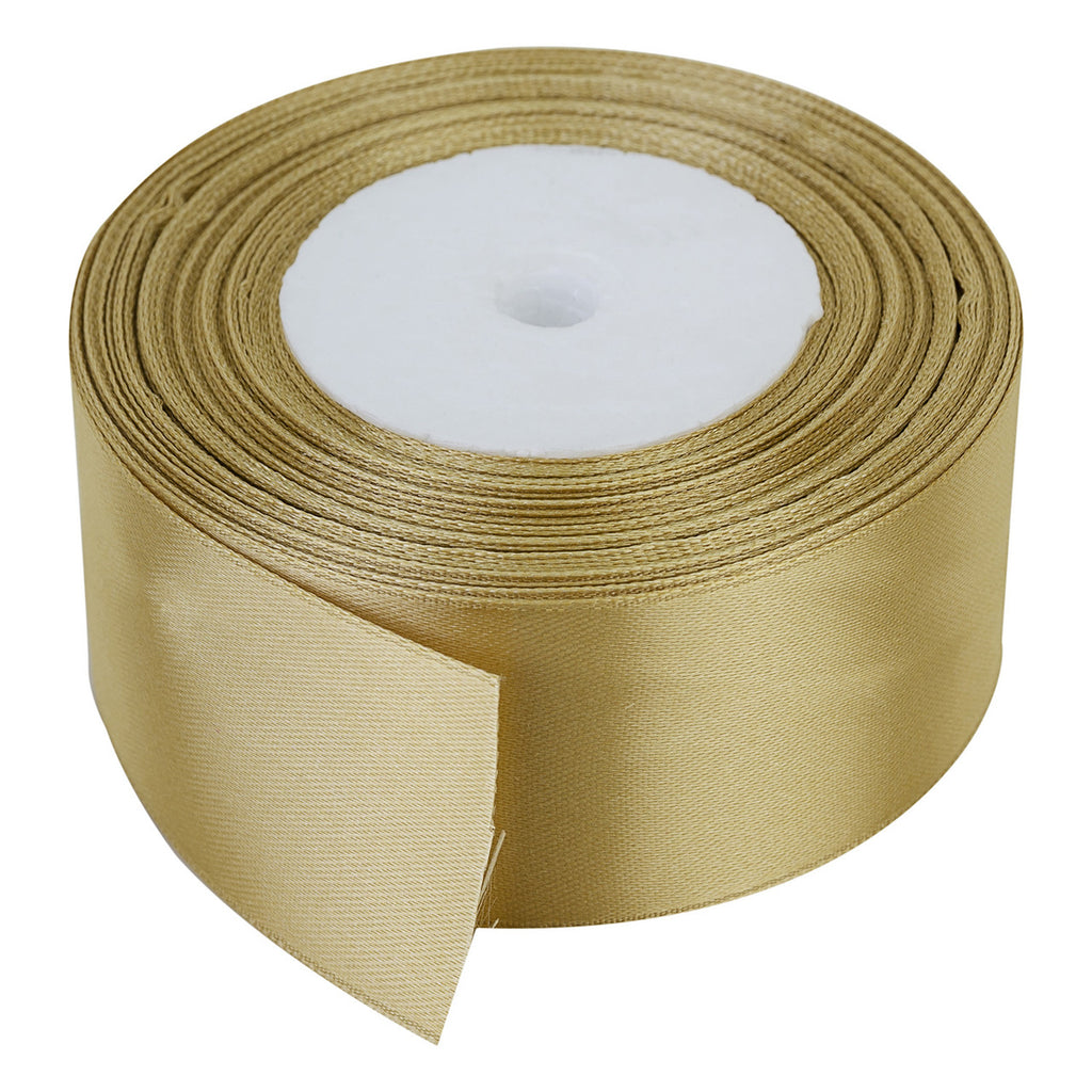 25m Double Sided Satin Ribbon - Gold