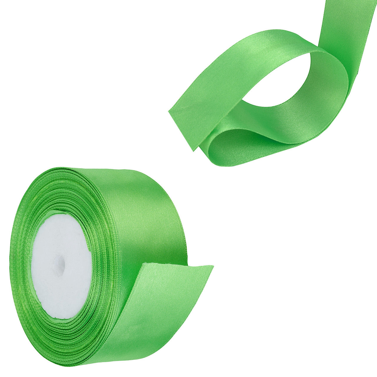 25m Double Sided Satin Ribbon - Green