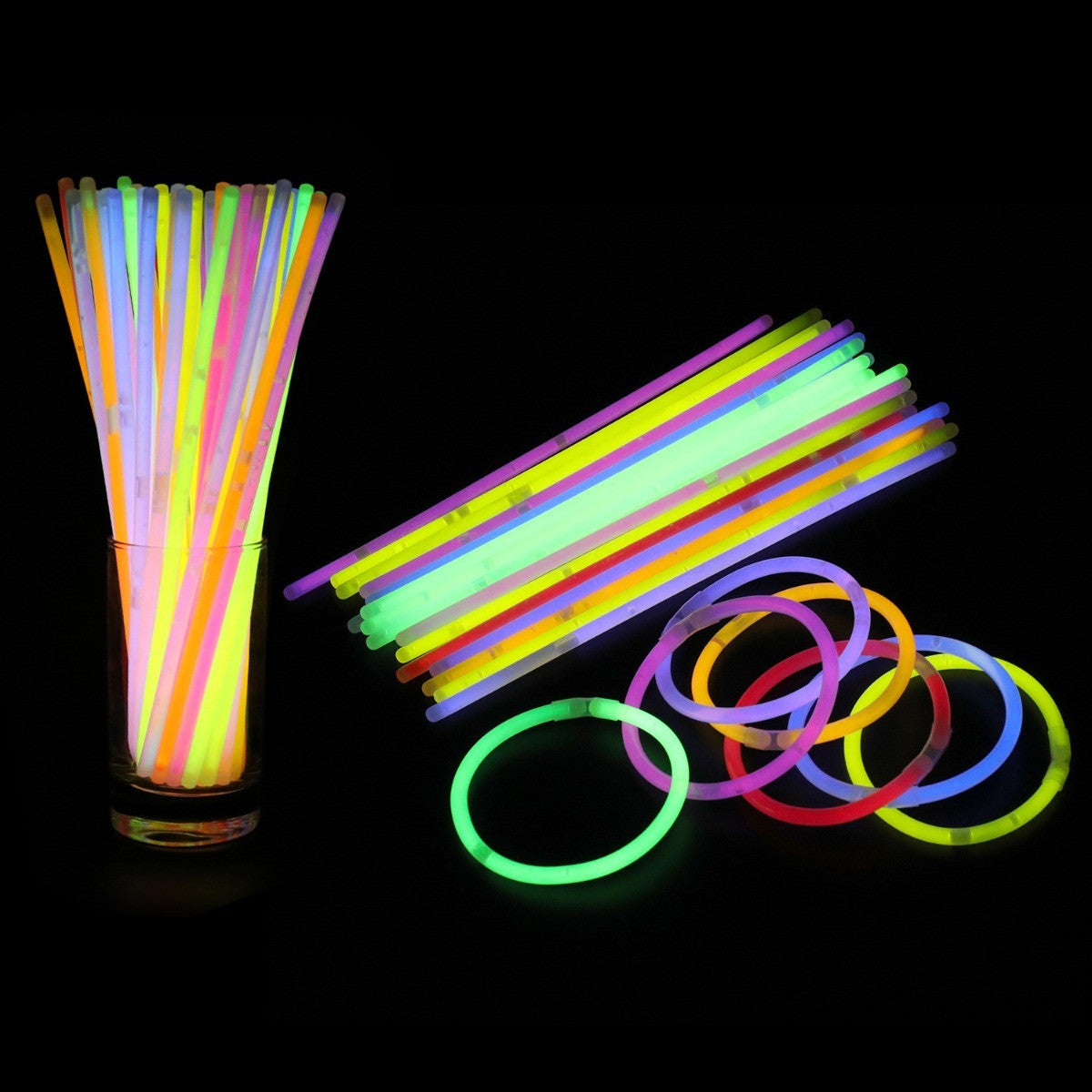 Glow Sticks Party Pack with Connectors - Mixed Colours
