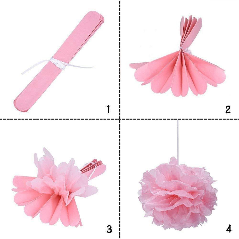 Pink & Gold Balloons, Pom-Poms, Bunting & Tassels Birthday Set