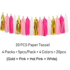 Pink & Gold Balloons, Pom-Poms, Bunting & Tassels Birthday Set