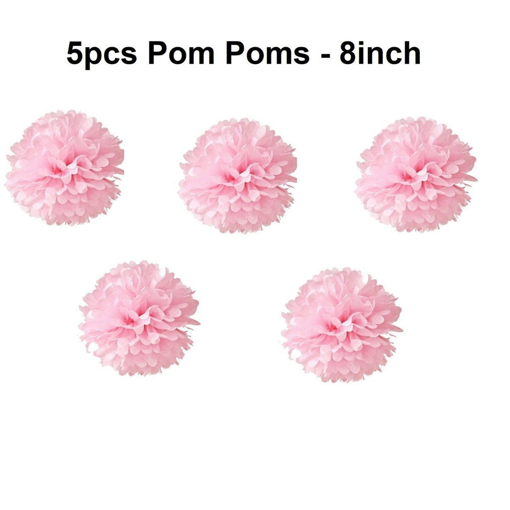 Pink Birthday Bunting, Pom-Poms & Hanging Decorations