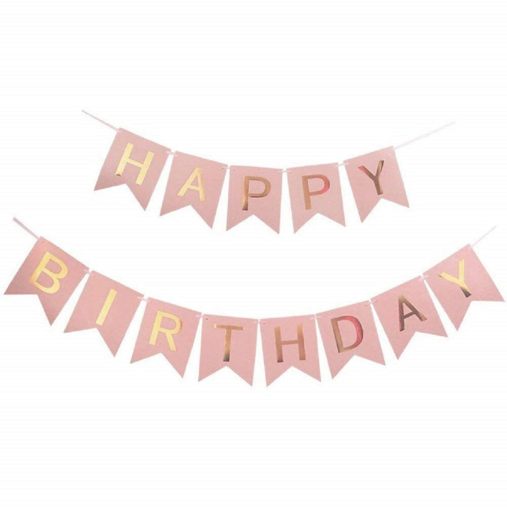 Pink Birthday Bunting, Pom-Poms & Hanging Decorations