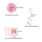 Pink Birthday Bunting, Pom-Poms & Hanging Decorations