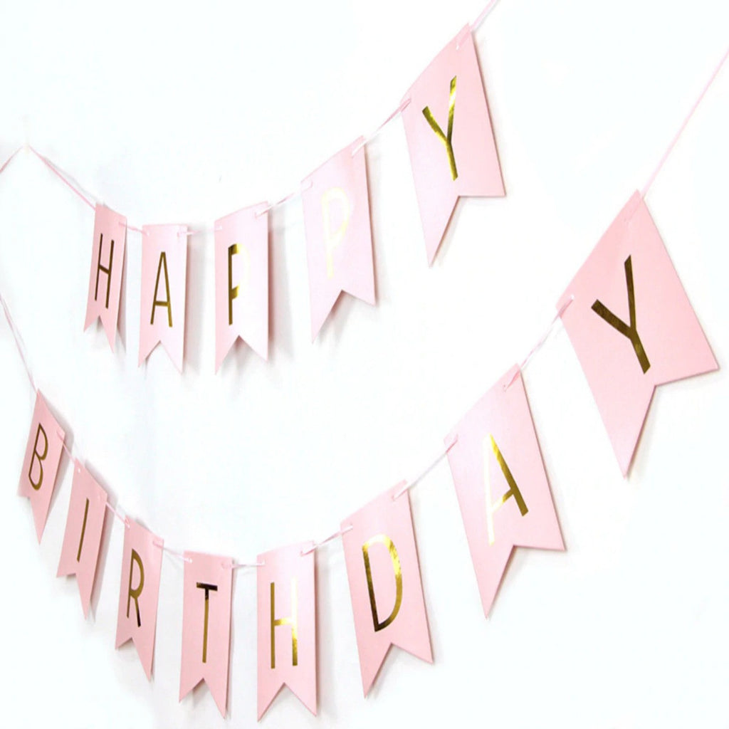 Pink Birthday Bunting, Pom-Poms & Hanging Decorations