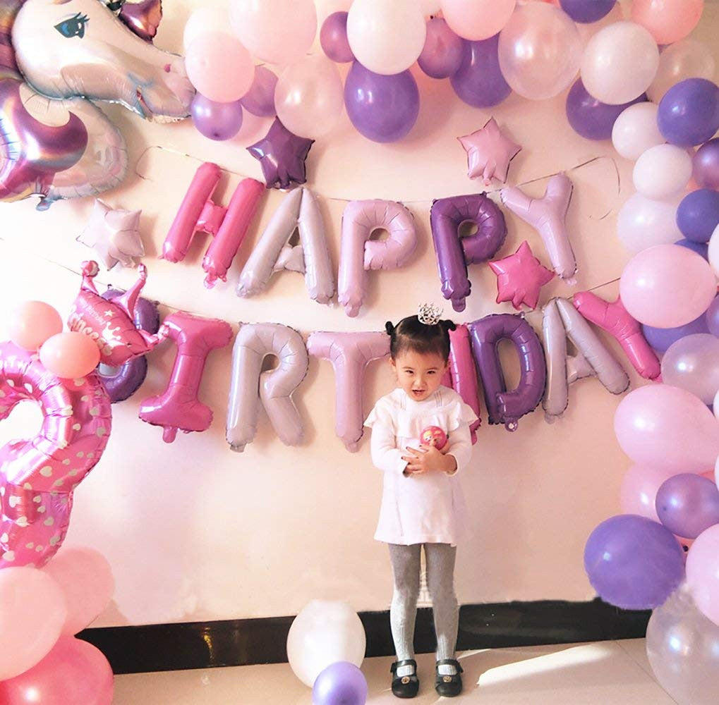 16" Foil Happy Birthday Balloons - Purple