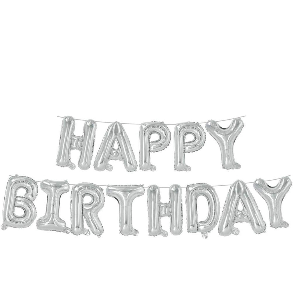 16" Foil Happy Birthday Balloons - Silver