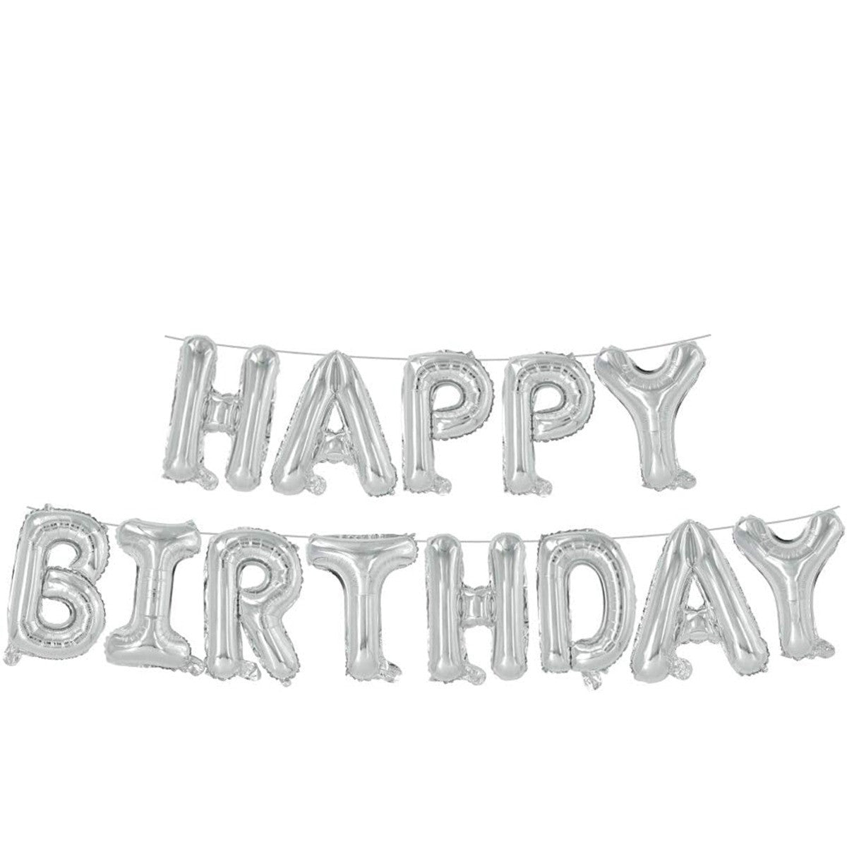 16" Foil Happy Birthday Balloons - Silver
