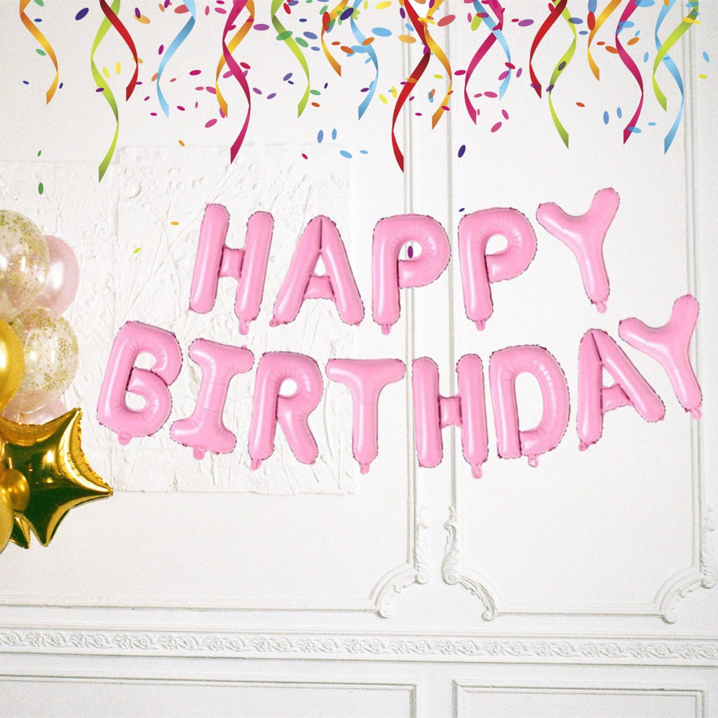 16" Foil Happy Birthday Balloons - Light Pink