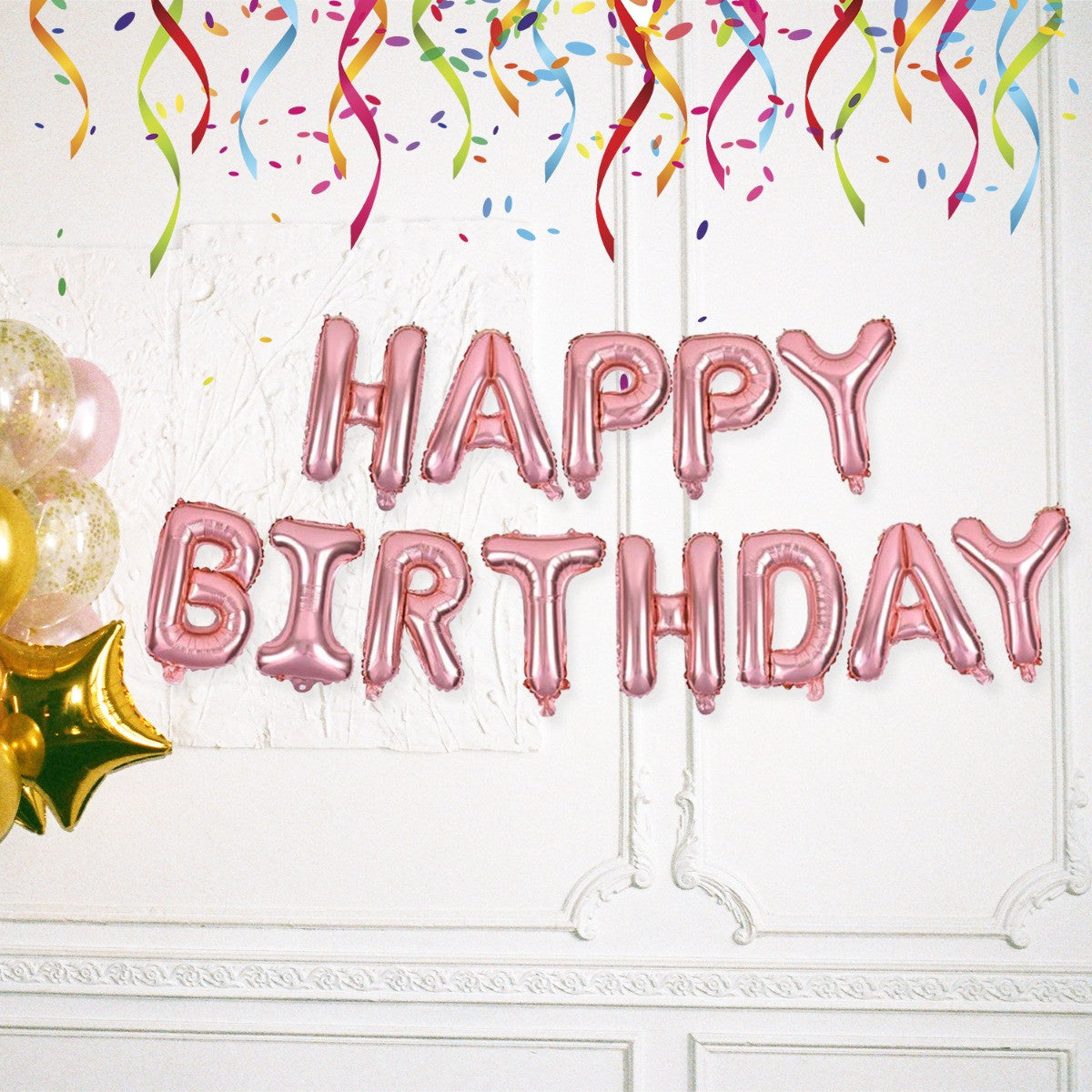 16" Foil Happy Birthday Balloons - Rose Gold