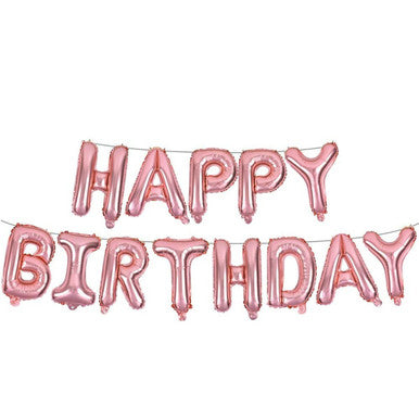 16" Foil Happy Birthday Balloons - Rose Gold