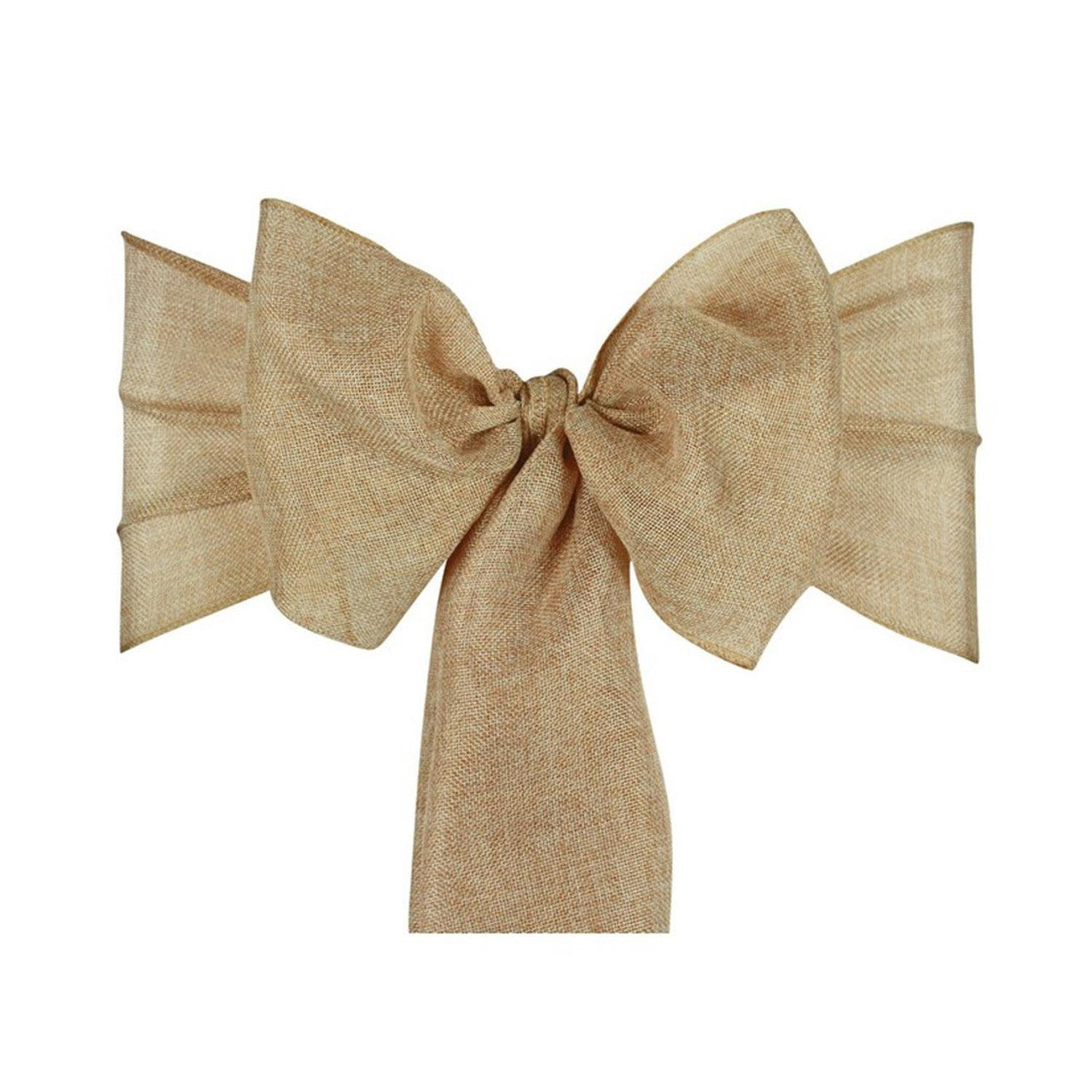 22cm x 280cm Plain Hessian Chair Sashes - Beige (Pack of 10)