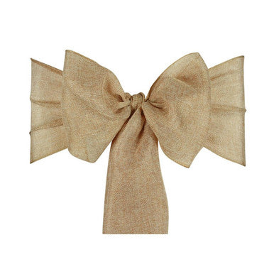 22cm x 280cm Plain Hessian Chair Sashes - Beige (Pack of 10)