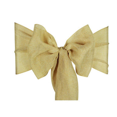22cm x 280cm Plain Hessian Chair Sashes - Champagne (Pack of 10)