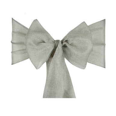 22cm x 280cm Plain Hessian Chair Sashes - Silver (Pack of 10)