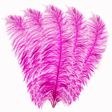 50-60cm Loose Ostrich Feathers, 5pcs - Hot Pink