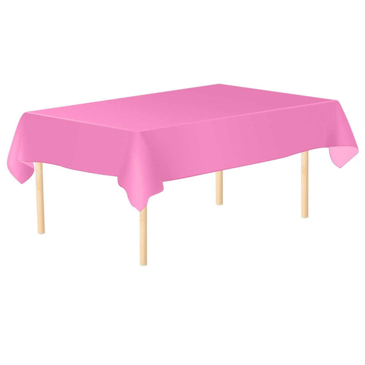 Rectangular Plastic Disposable Tablecloth - Hot Pink