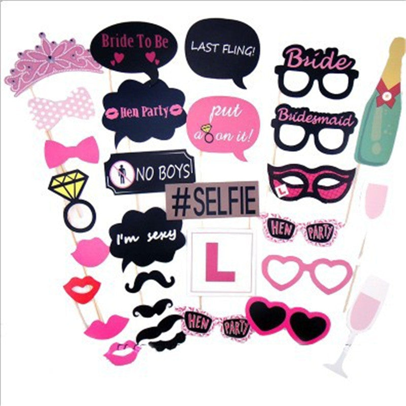 30pc Hen Party Photo Booth Cardboard Party Props