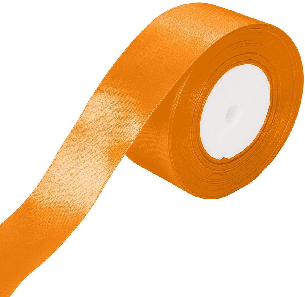 25m Double Sided Satin Ribbon - Fluorescent Orange