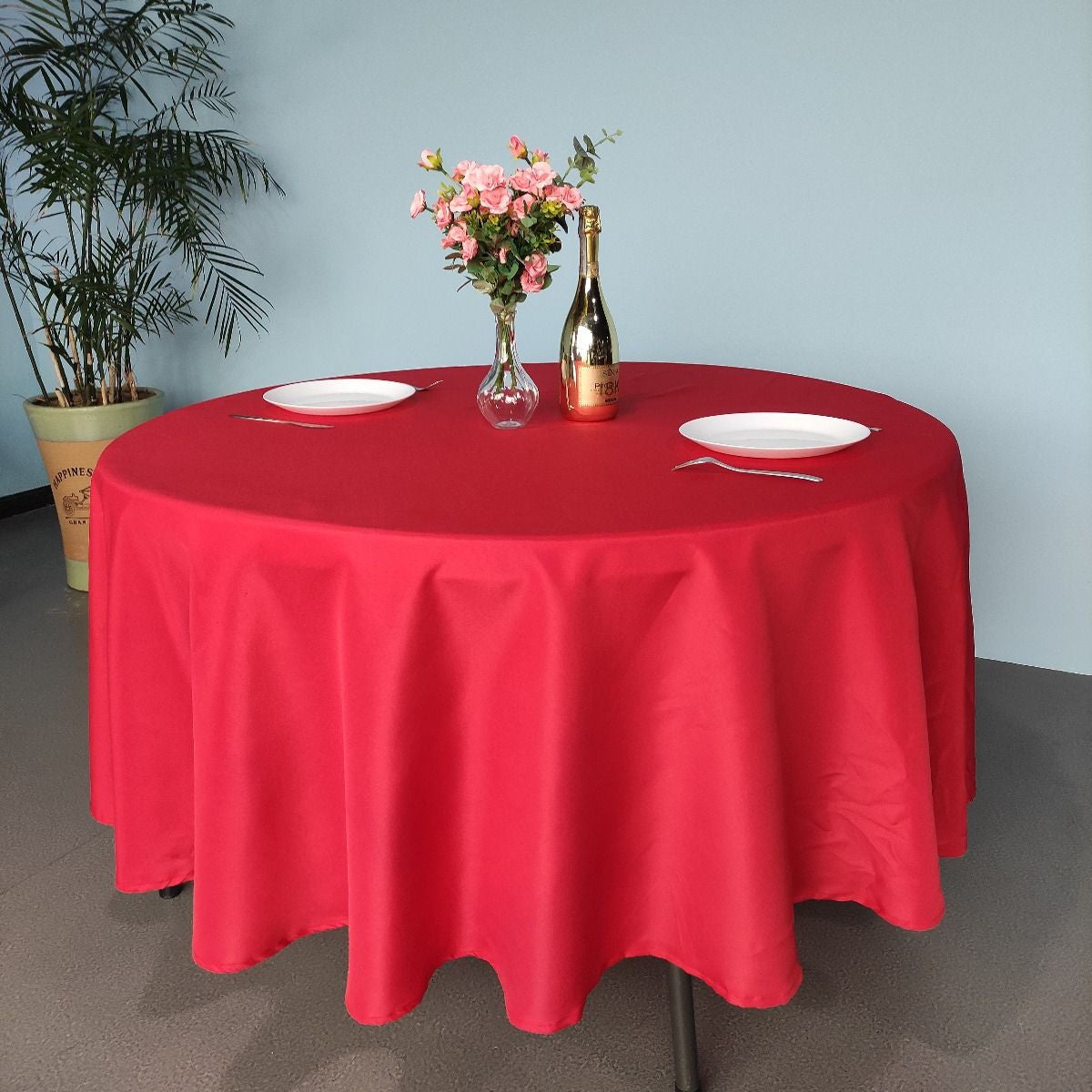 130GSM Round Polyester Tablecloth - Red