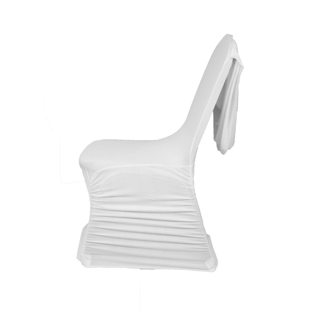 Spandex Chair Cover with Ruched Swag Back - White