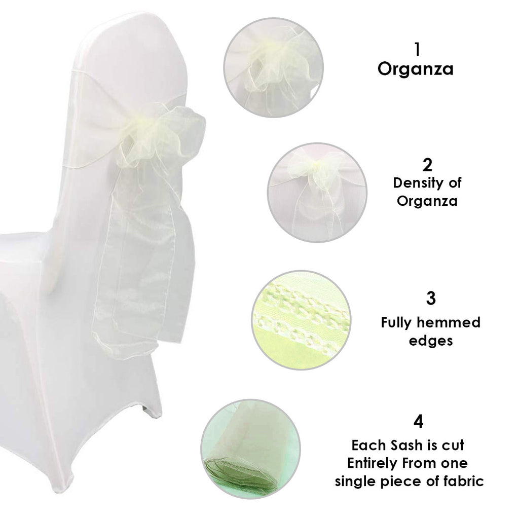 7" x 108" Organza Chair Sash - Ivory
