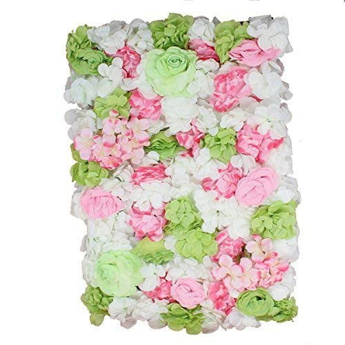 Hydrangea Artificial Flower Wall Panel 60cm x 40cm - Lime, Hot Pink, Pink & White