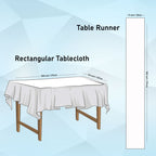 Plastic Tablecloth and Satin Table Runner Set - White & Navy