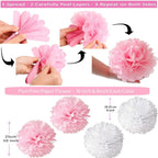 Pink, White & Gold Balloons, Pom-Poms, Bunting & Tassels Birthday Set