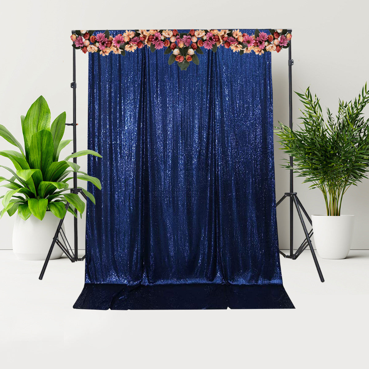 4ft x 7ft Sequin Photography Backdrop - Navy Blue