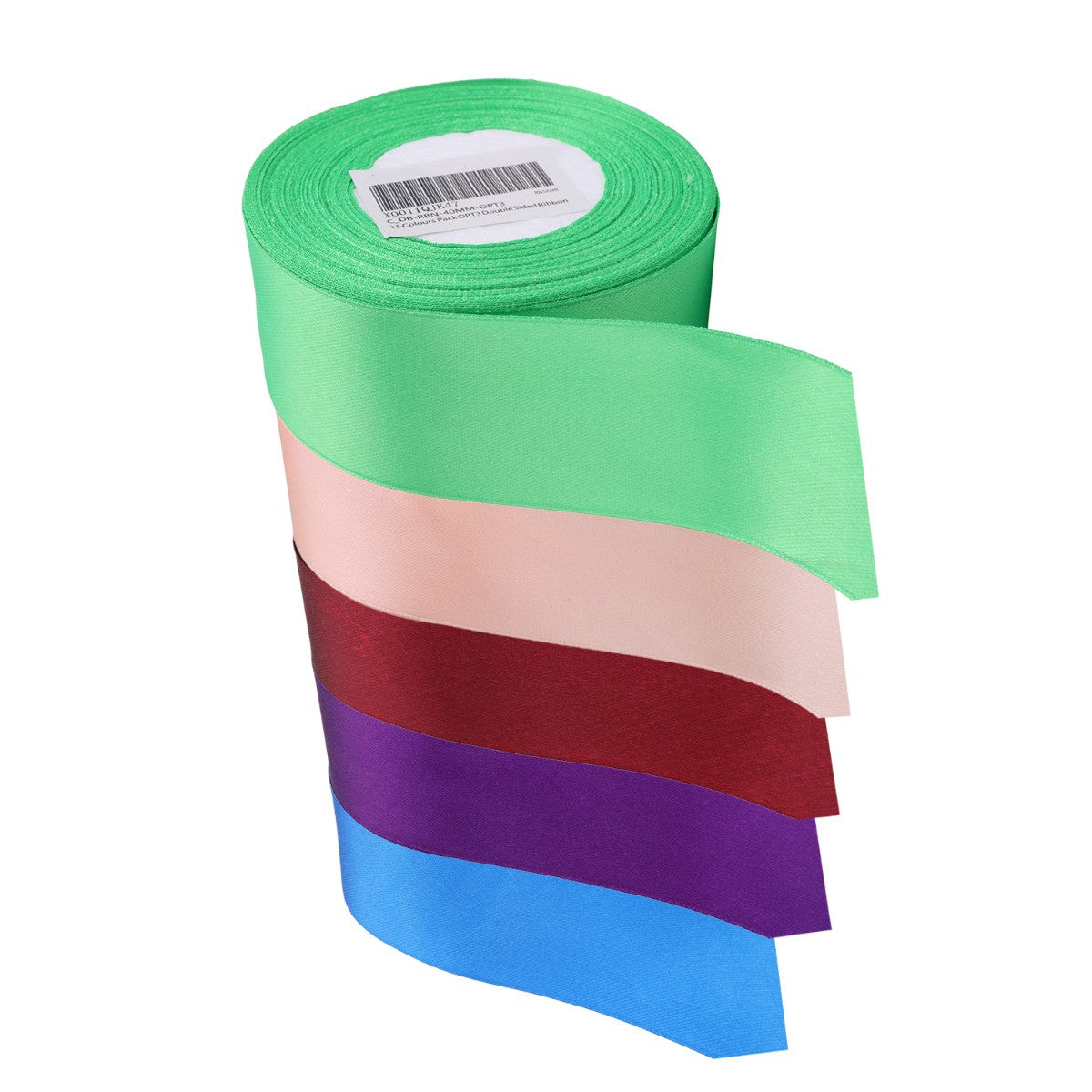 40mm Double Sided Satin Ribbon Bundles, 11 x 25m Rolls - Mixed Colours
