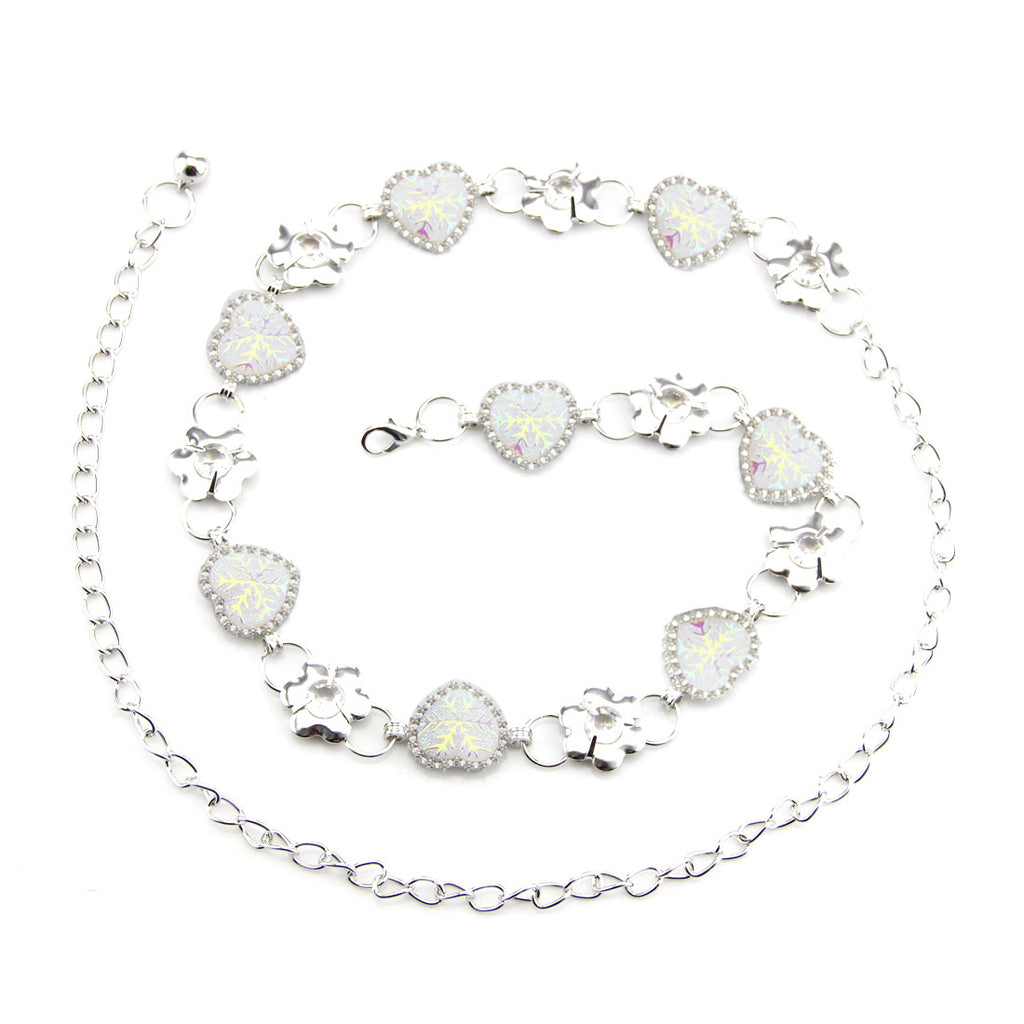 Charms Belt with Heart - White