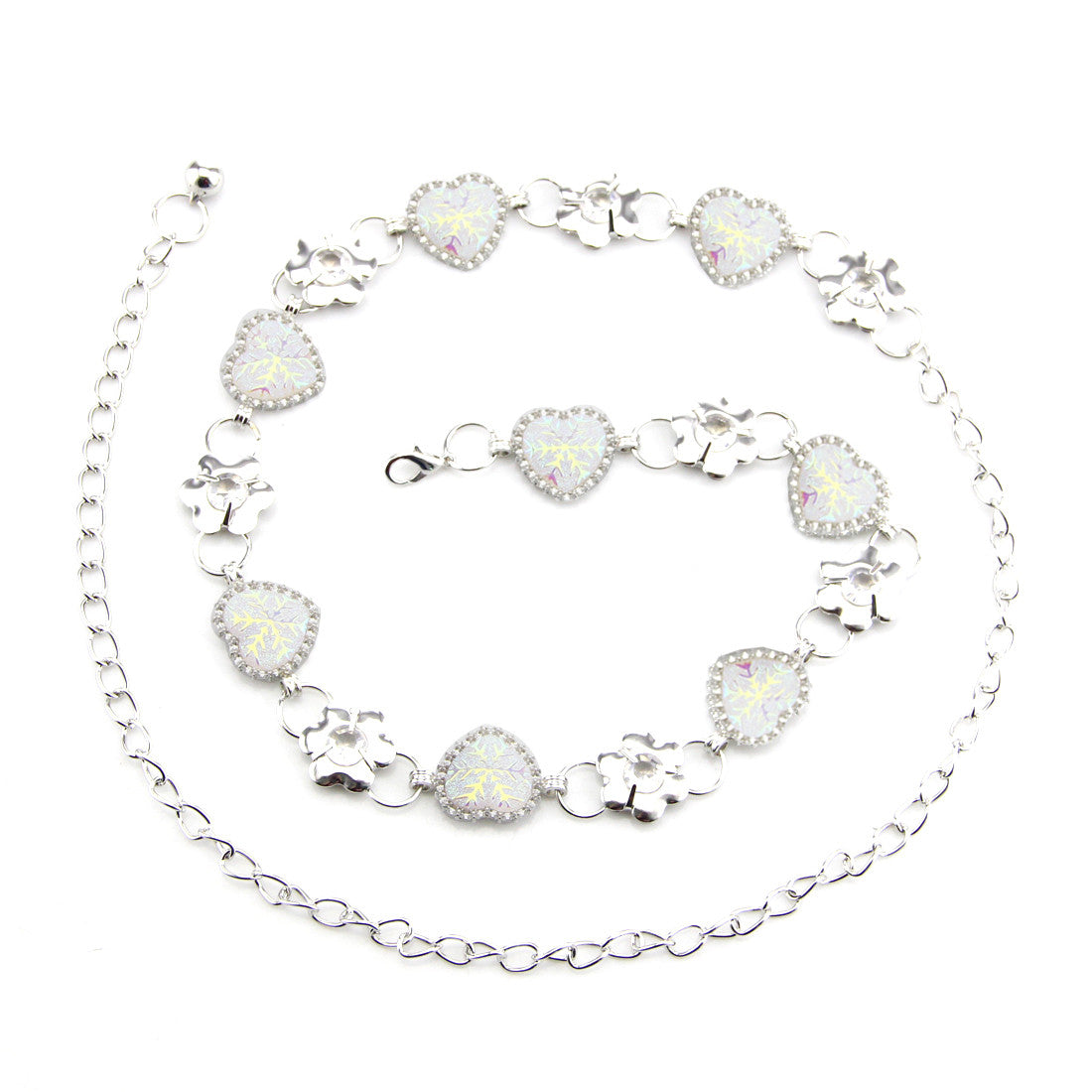 Charms Belt with Heart - White