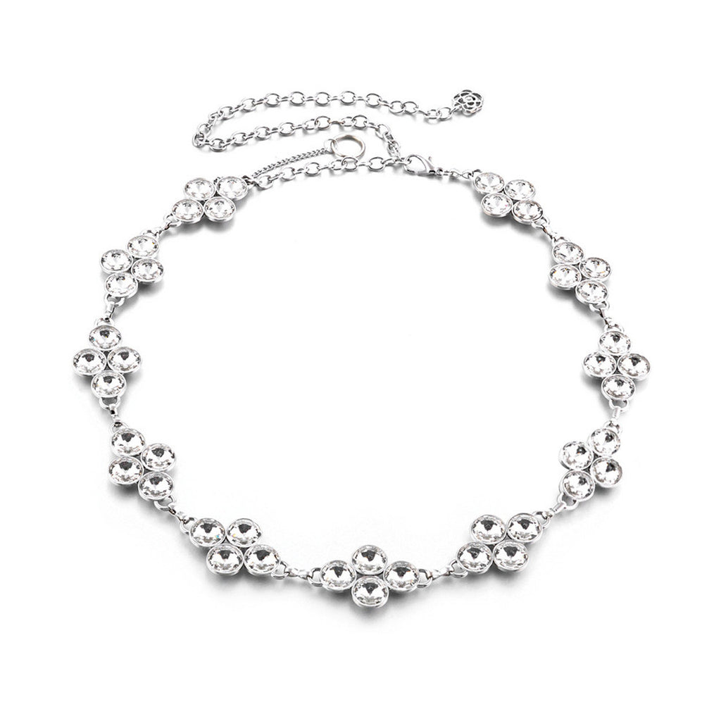 Diamante Waist Belt with 4 Diamonds - Silver